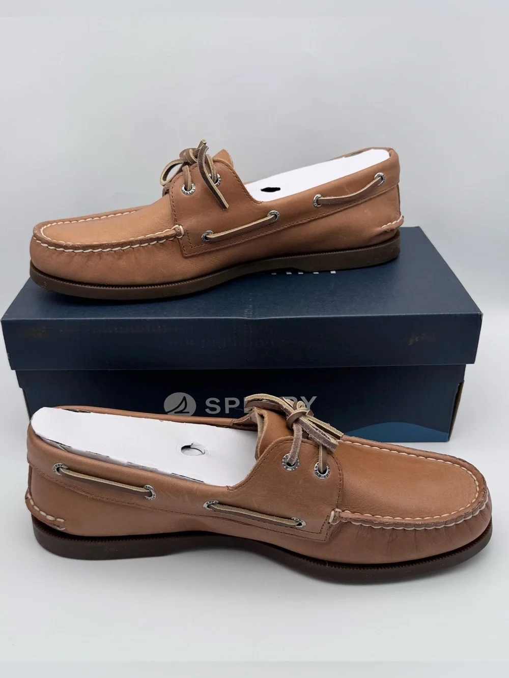 Sperry A/O 2-Eye Sahara Leather Boat Shoes Royal Brown Men 10.5 W NIB